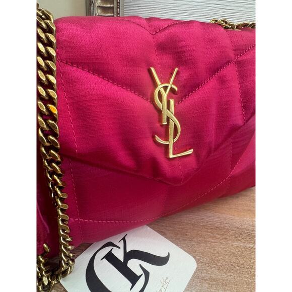Saint Laurent Pink Satin Toy Loulou Puffer Crossbody Bag NWT - Picture 4 of 10